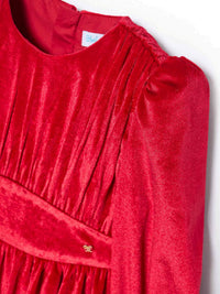 Vestido veludo glitter Vermelho (Vermelho)  para Menina - Abel & Lula
