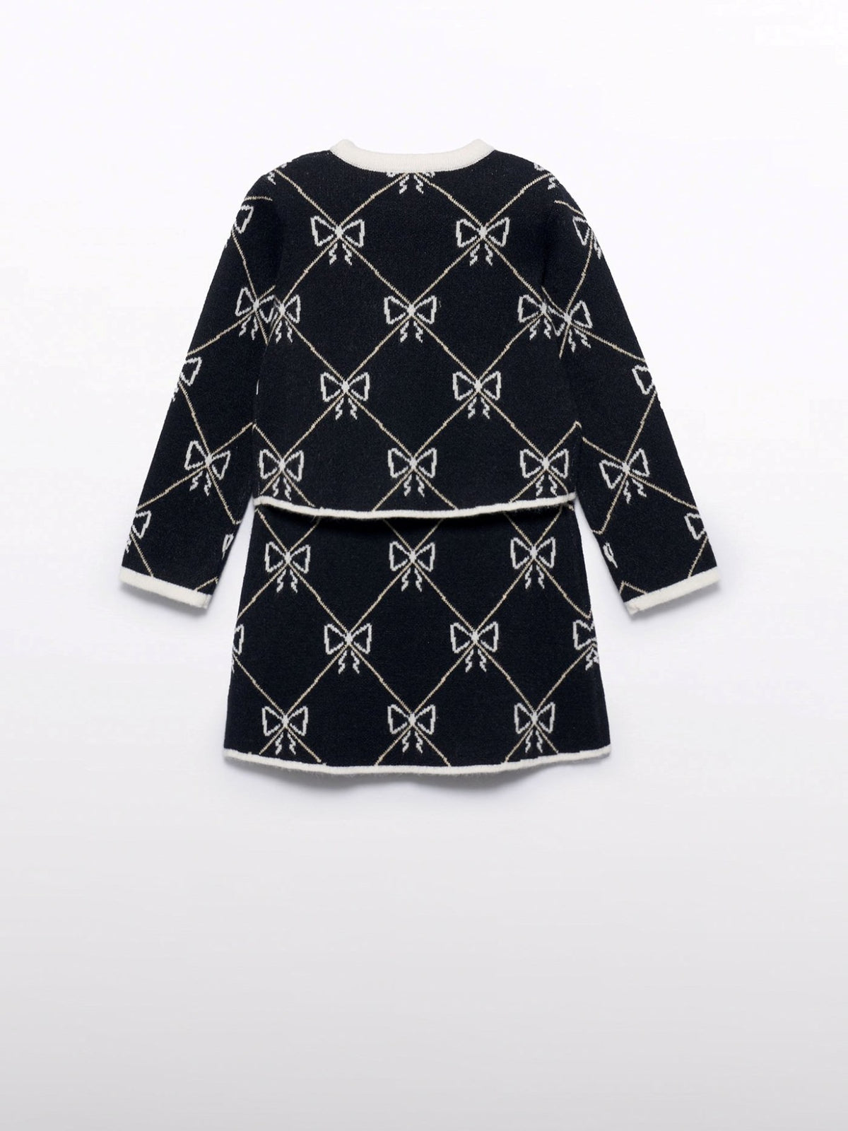 Conj. saia tricô jacquard Preto (Preto)  para Menina - Abel & Lula