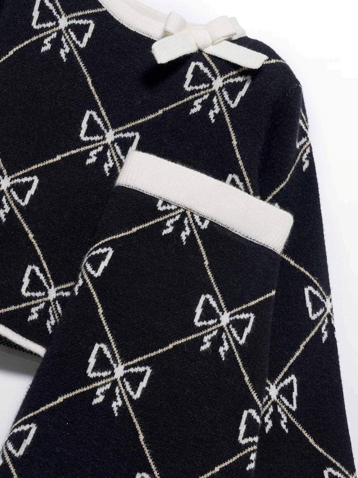 Conj. saia tricô jacquard Preto (Preto)  para Menina - Abel & Lula