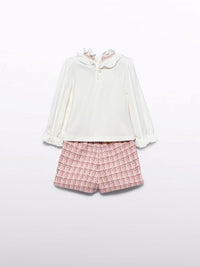 Conj. bermuda tweed Rosa claro (Rosa Bébé)  para Bebé Menina - Abel & Lula