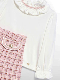 Conj. bermuda tweed Rosa claro (Rosa Bébé)  para Bebé Menina - Abel & Lula