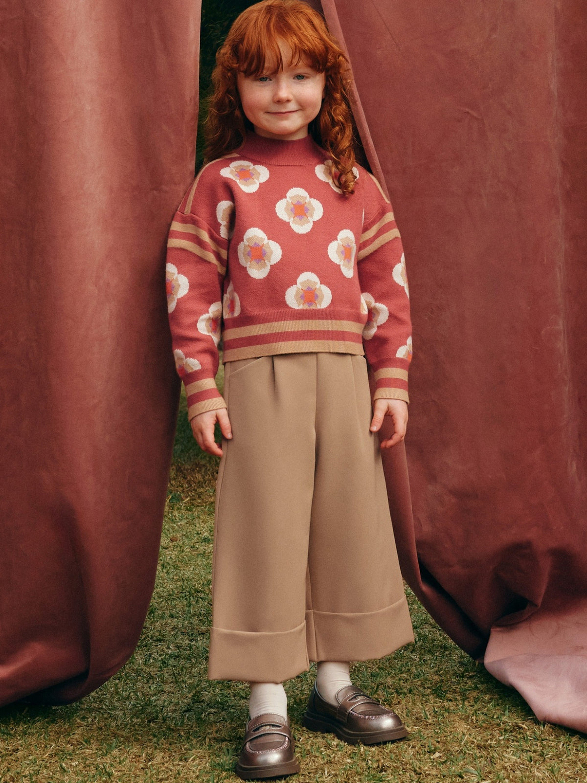 Calça culotte crepe Camel (Castanho Claro)  para Menina - Abel & Lula
