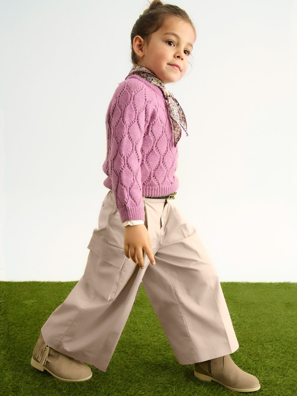 Calça culotte cinto Bege (Bege)  para Menina - Abel & Lula