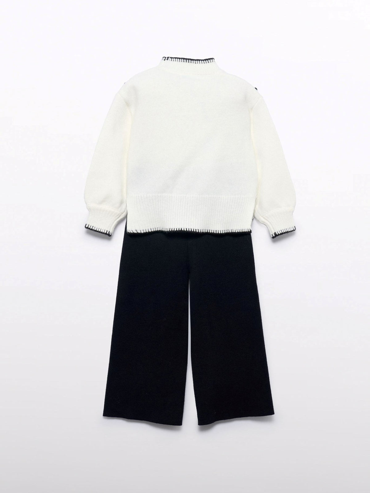 Conj. calça tricot Creme-pret (Preto)  para Menina - Abel & Lula