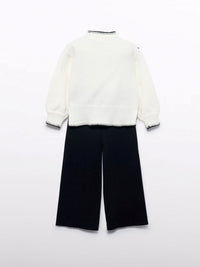 Conj. calça tricot Creme-pret (Preto)  para Menina - Abel & Lula