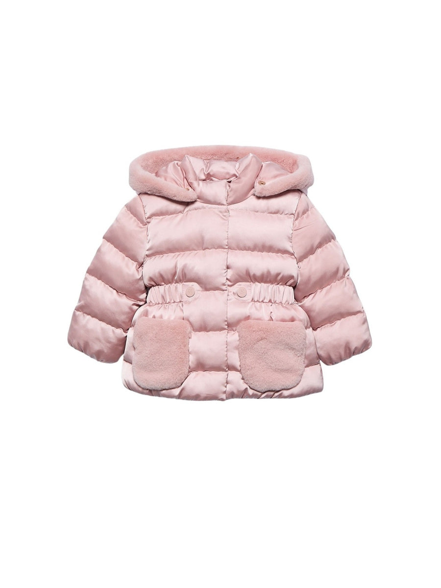 Blusão acetinado pelo Rosa claro (Rosa Bébé)  para Bebé Menina - Abel & Lula