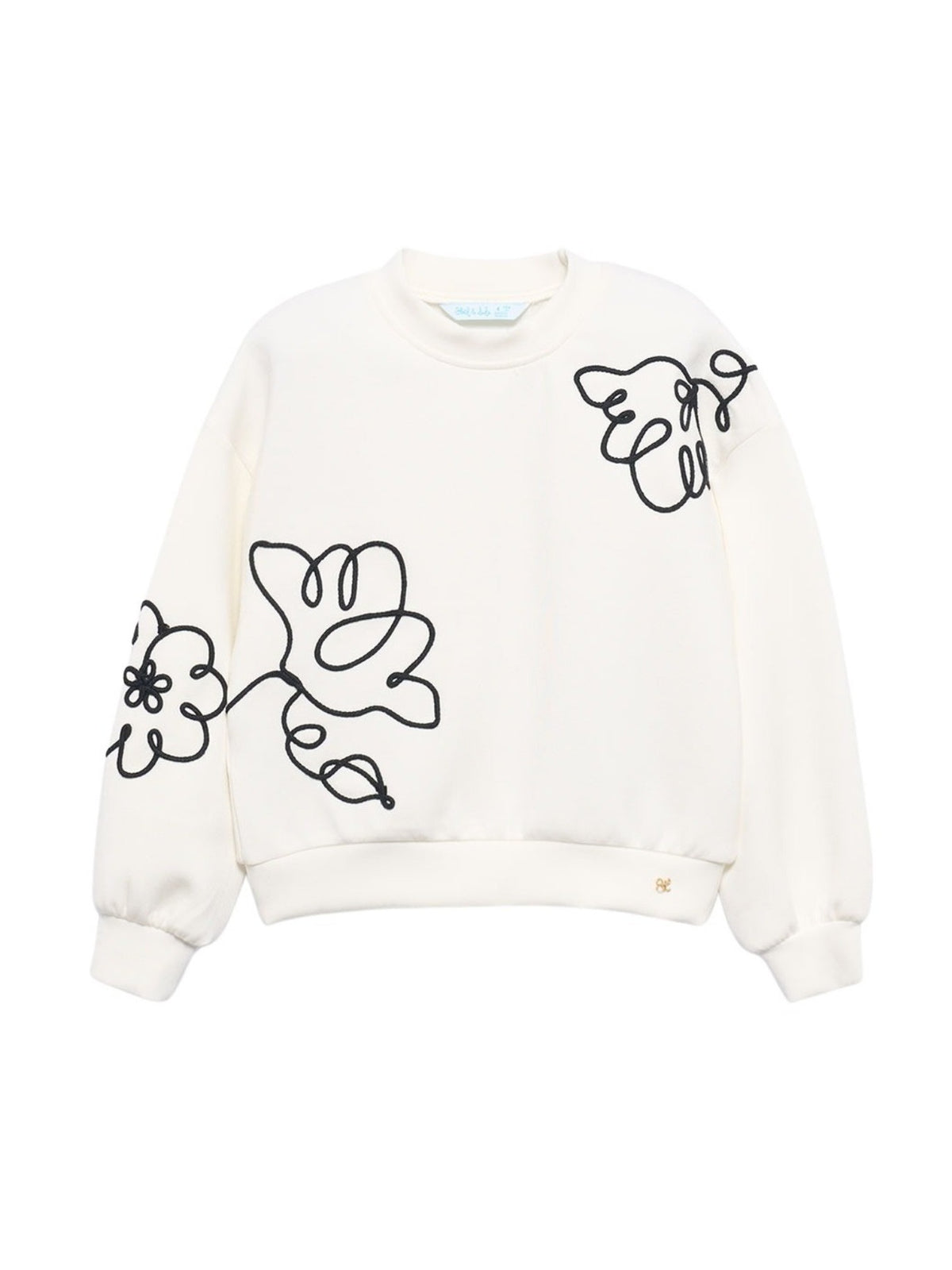 Sweat modal bordada Creme (Creme / Pérola)  para Menina - Abel & Lula
