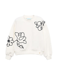 Sweat modal bordada Creme (Creme / Pérola)  para Menina - Abel & Lula