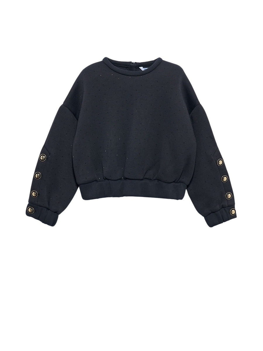 Sweat com strass Preto (Preto)  para Menina - Abel & Lula
