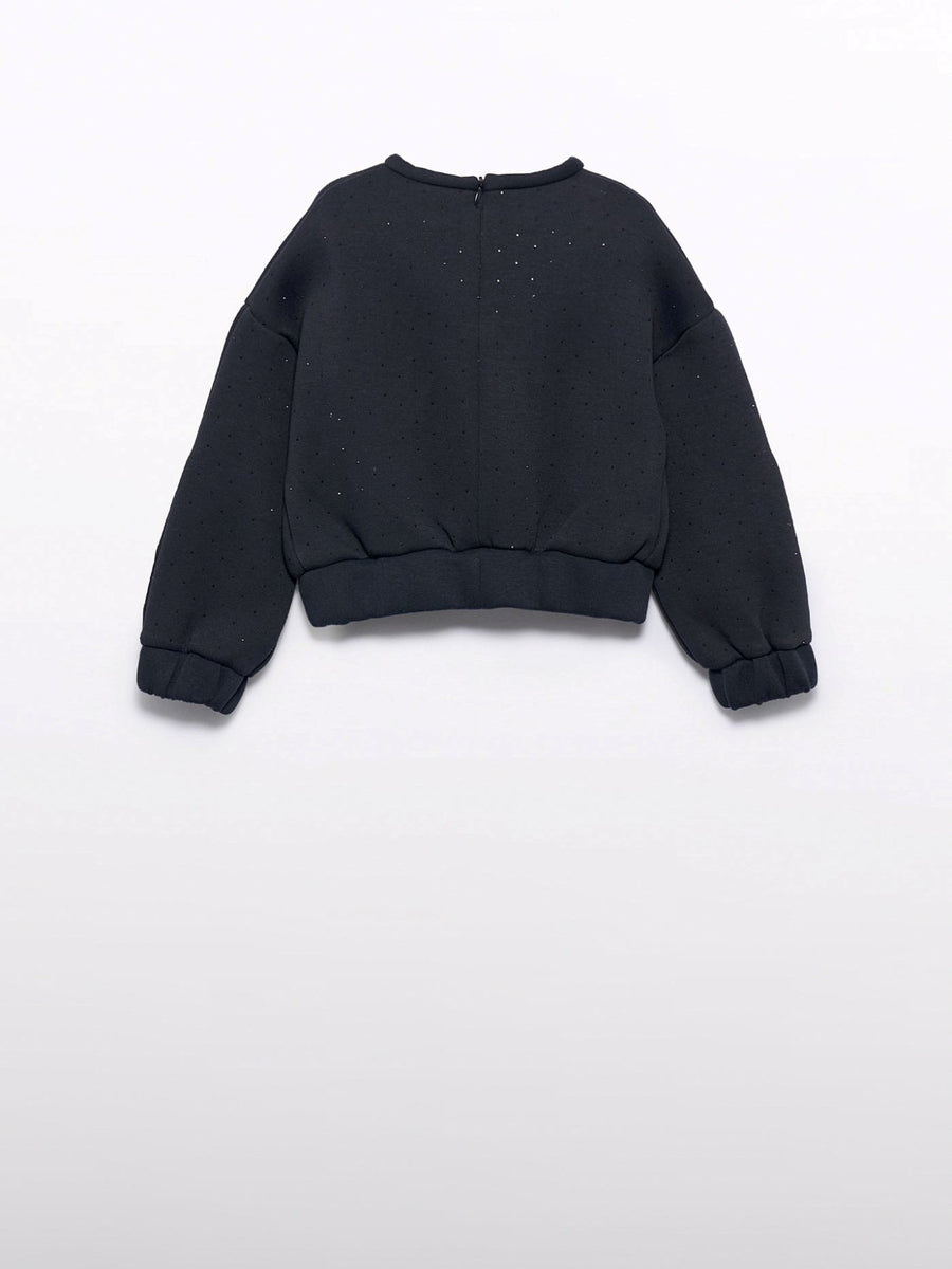Sweat com strass Preto (Preto)  para Menina - Abel & Lula