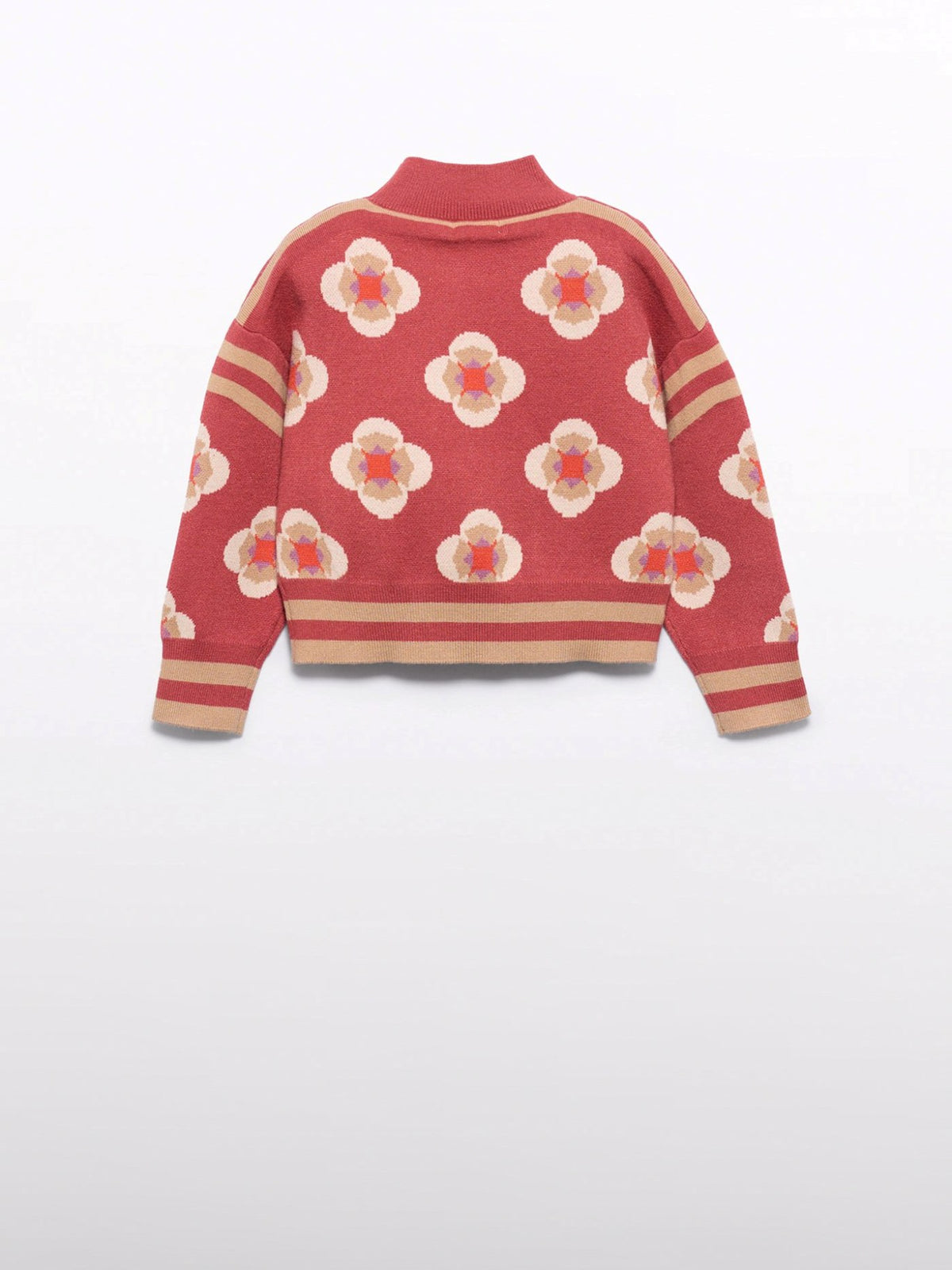 Jersey jacquard geometrico Paprica (Tijolo)  para Menina - Abel & Lula
