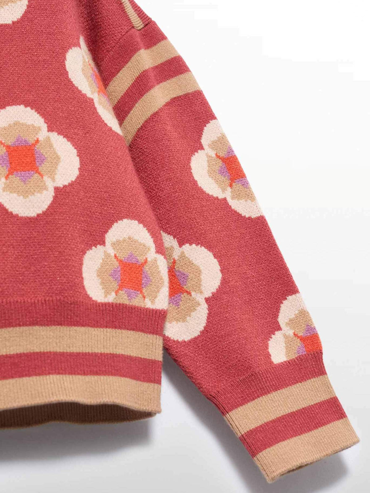 Jersey jacquard geometrico Paprica (Tijolo)  para Menina - Abel & Lula