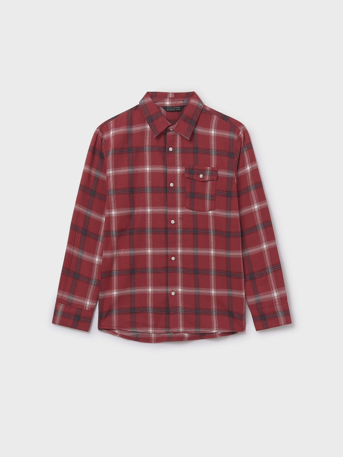 Camisa m/comp.xadrez flanela Groselha (Vermelho Escuro)  para Menino - Mayoral