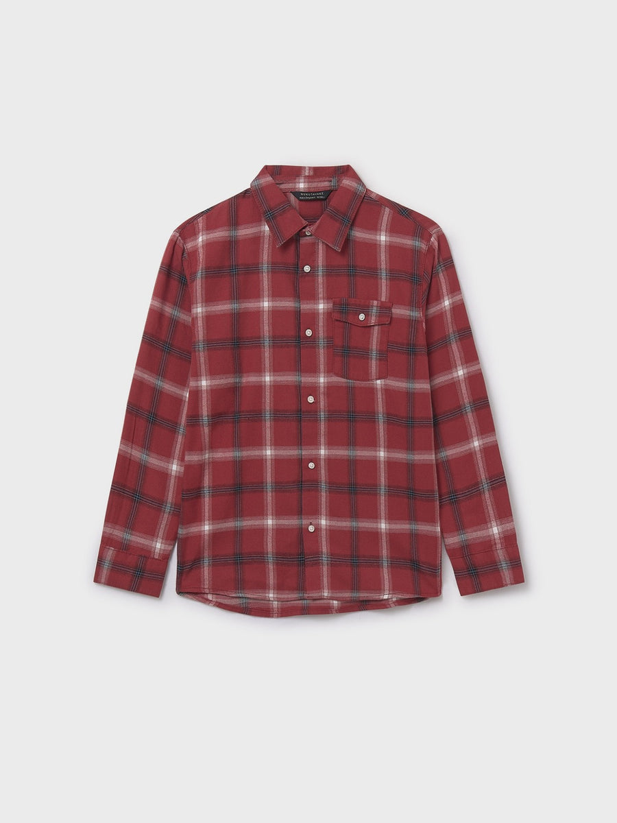 Camisa m/comp.xadrez flanela Groselha (Vermelho Escuro)  para Menino - Mayoral