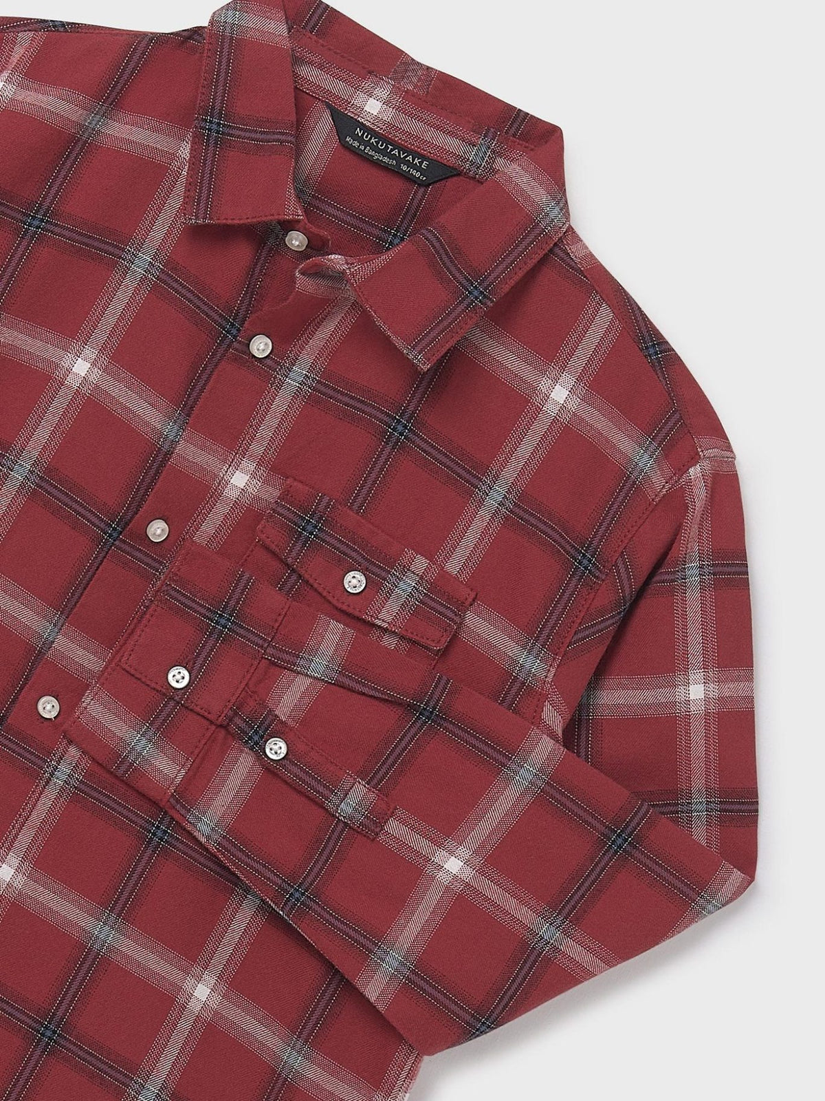 Camisa m/comp.xadrez flanela Groselha (Vermelho Escuro)  para Menino - Mayoral