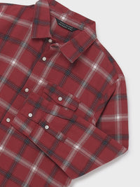 Camisa m/comp.xadrez flanela Groselha (Vermelho Escuro)  para Menino - Mayoral
