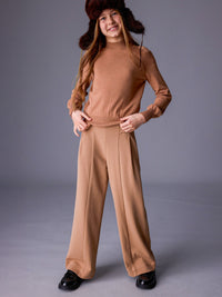 Calça wide leg Camel (Castanho Claro)  para Menina - Mayoral