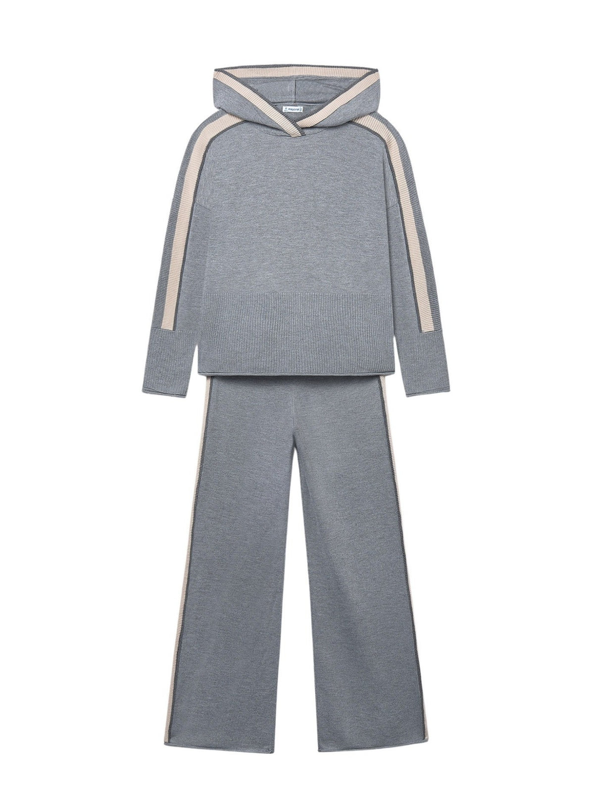 Conj.calça tricô capuz Aço vig. (Cinza Escuro)  para Menina - Mayoral