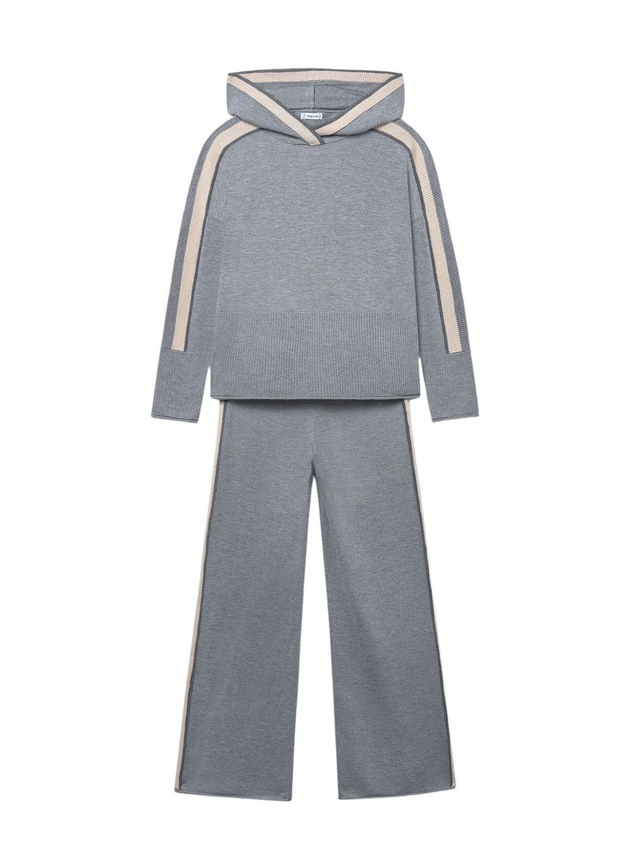 Conj.calça tricô capuz Aço vig. (Cinza Escuro)  para Menina - Mayoral