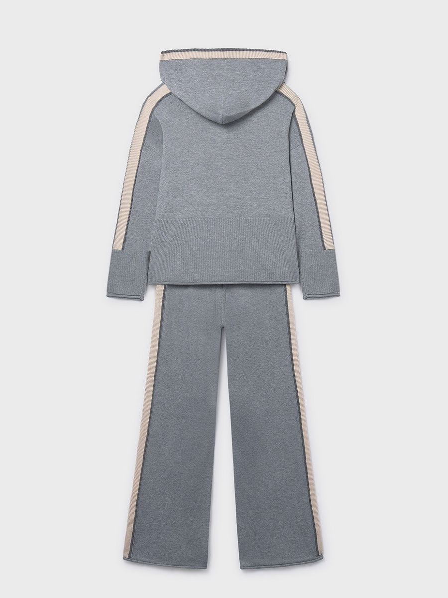 Conj.calça tricô capuz Aço vig. (Cinza Escuro)  para Menina - Mayoral