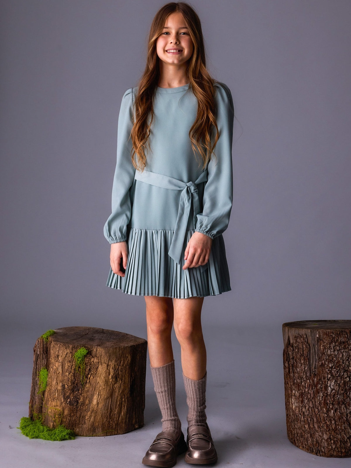 Vestido crepe Azul jade (Azul)  para Menina - Mayoral
