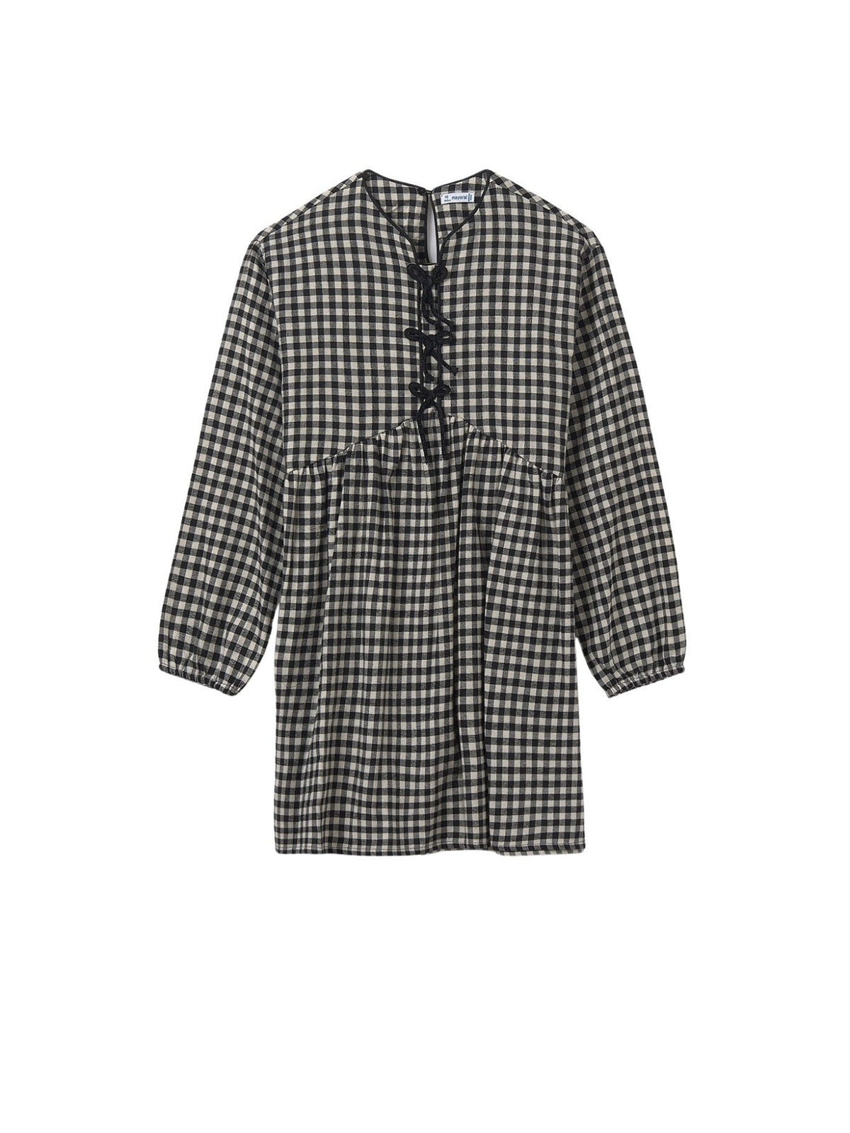 Vestido laços Xadrez (Cinza Escuro)  para Menina - Mayoral