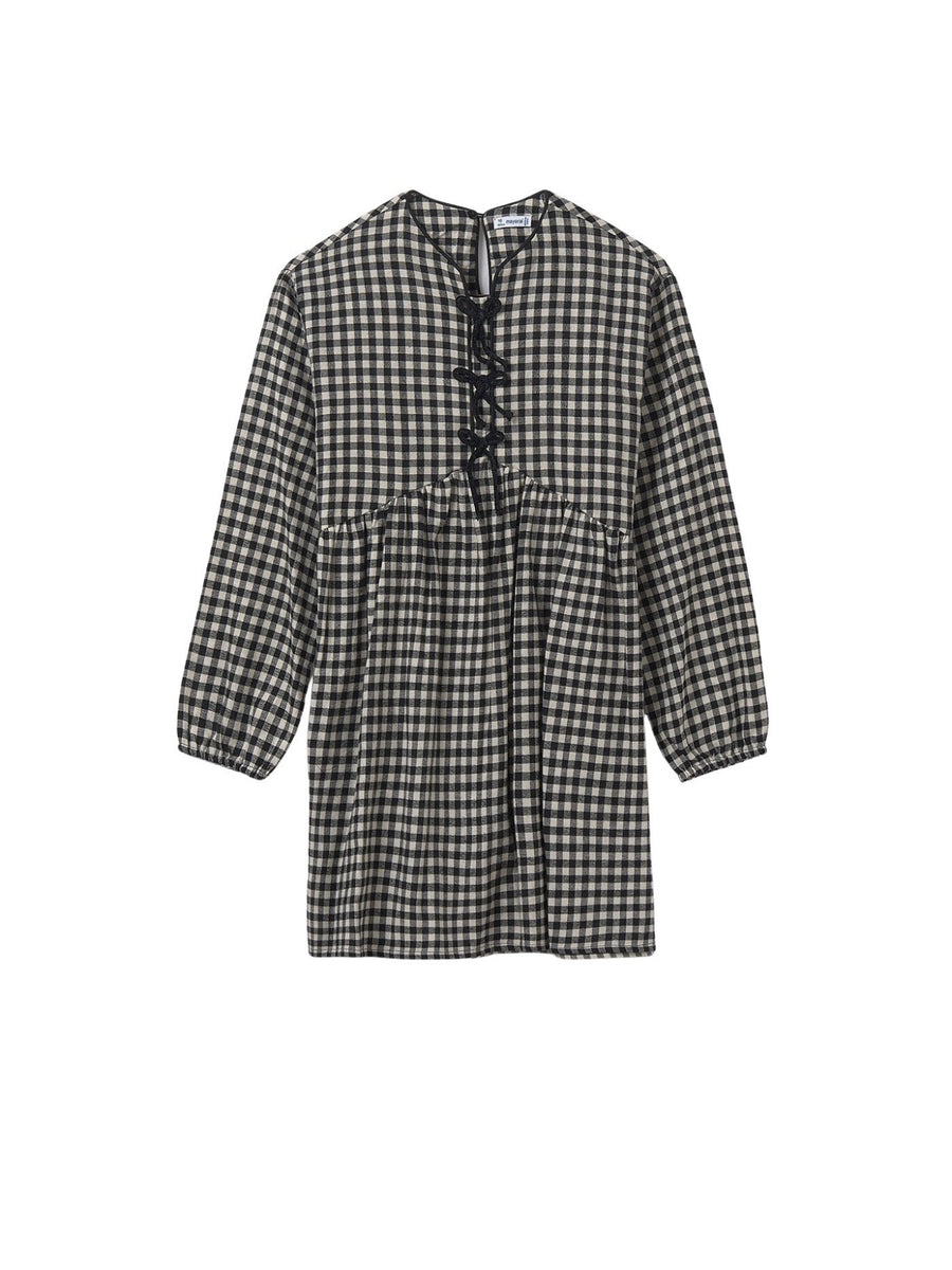 Vestido laços Xadrez (Cinza Escuro)  para Menina - Mayoral
