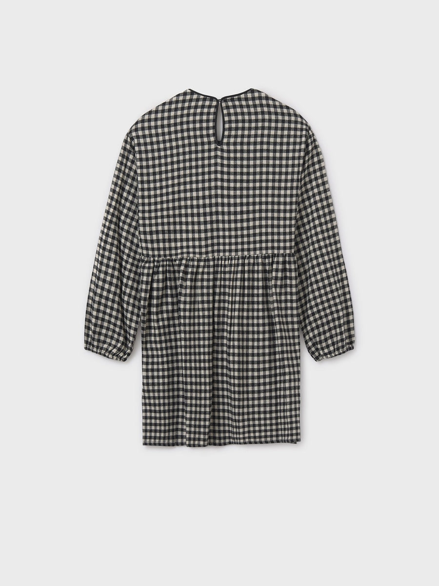 Vestido laços Xadrez (Cinza Escuro)  para Menina - Mayoral