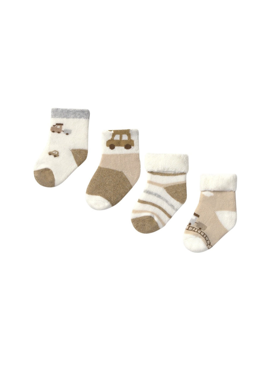 Set 4 soquetes Toffe vig (Castanho)  para Bebé Menino - Mayoral