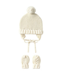 Conj. gorro/luvas tricot Cerámica (Creme / Pérola)  para Bebé Menino - Mayoral