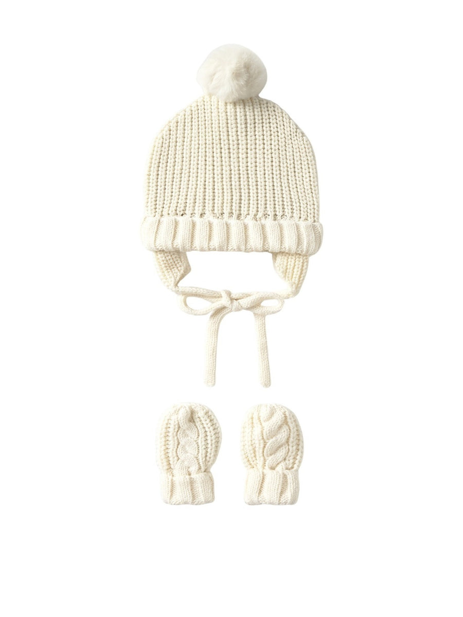 Conj. gorro/luvas tricot Cerámica (Creme / Pérola)  para Bebé Menino - Mayoral