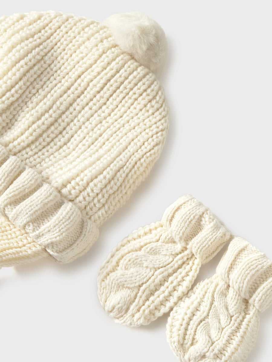 Conj. gorro/luvas tricot Cerámica (Creme / Pérola)  para Bebé Menino - Mayoral