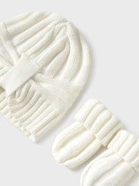 Conj.gorro e luvas Crú (Creme / Pérola)  para Bebé Menina - Mayoral