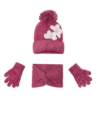 Conj. gorro cachecol flores Cereja mez (Vermelho Escuro)  para Menina - Mayoral
