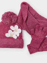 Conj. gorro cachecol flores Cereja mez (Vermelho Escuro)  para Menina - Mayoral