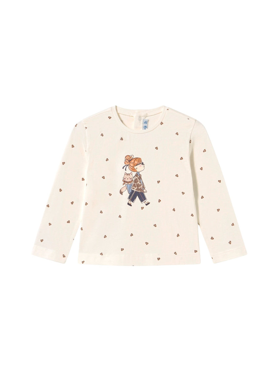 Camiseta estampada Crú (Creme / Pérola)  para Bebé Menina - Mayoral