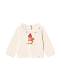 Camiseta m/comp. clássica Crú-framb (Vermelho Escuro)  para Bebé Menina - Mayoral