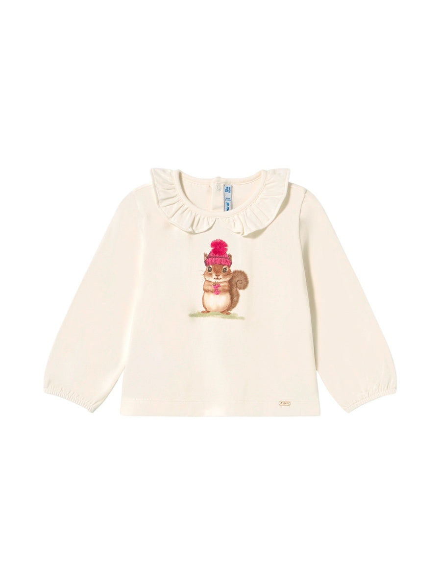 Camiseta m/comp. clássica Crú-framb (Vermelho Escuro)  para Bebé Menina - Mayoral