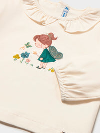 Camiseta m/comp. clássica Crú-nenufa (Verde Escuro)  para Bebé Menina - Mayoral
