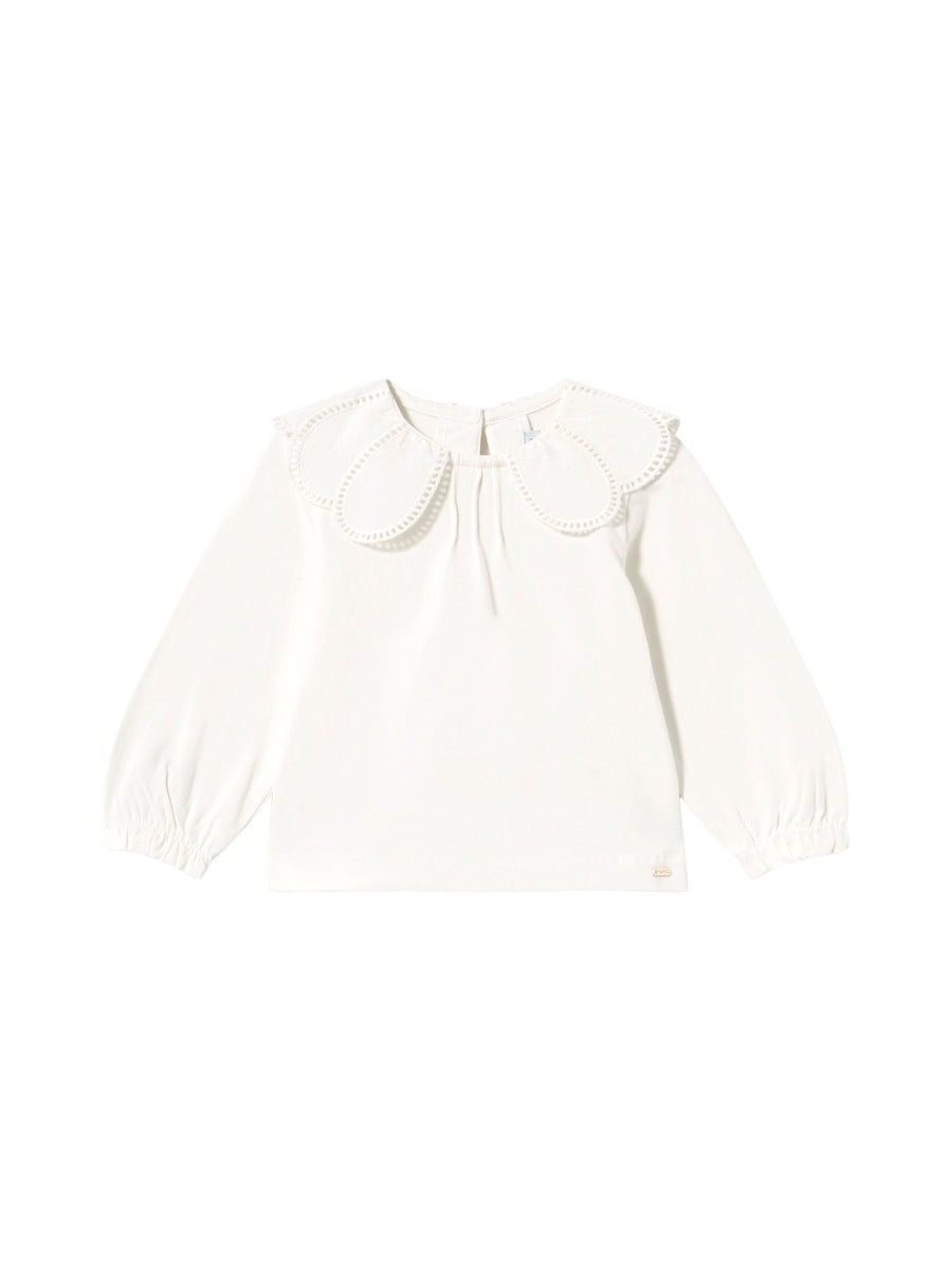 Blusa gola bordada Crú (Creme / Pérola)  para Bebé Menina - Mayoral