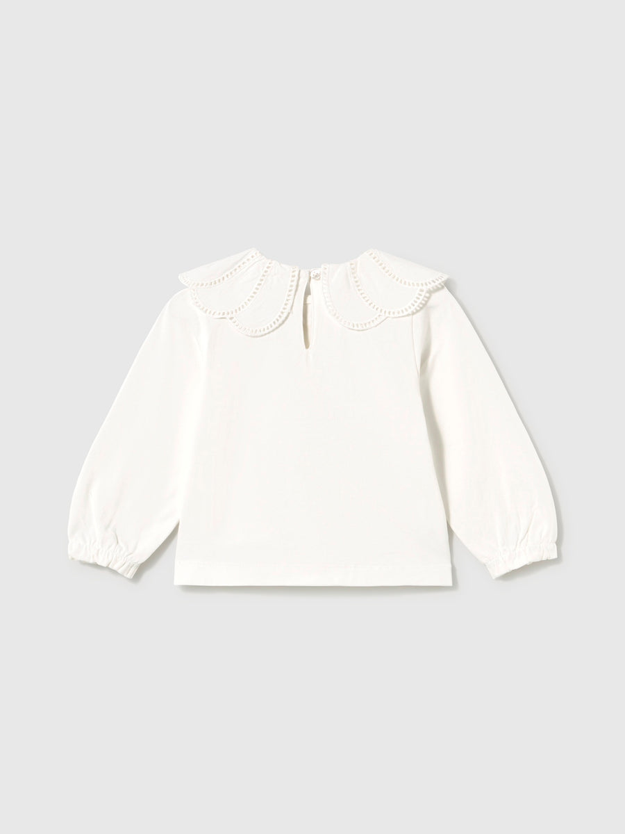 Blusa gola bordada Crú (Creme / Pérola)  para Bebé Menina - Mayoral