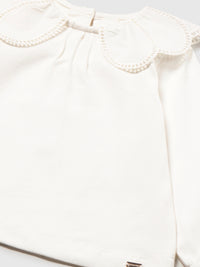 Blusa gola bordada Crú (Creme / Pérola)  para Bebé Menina - Mayoral