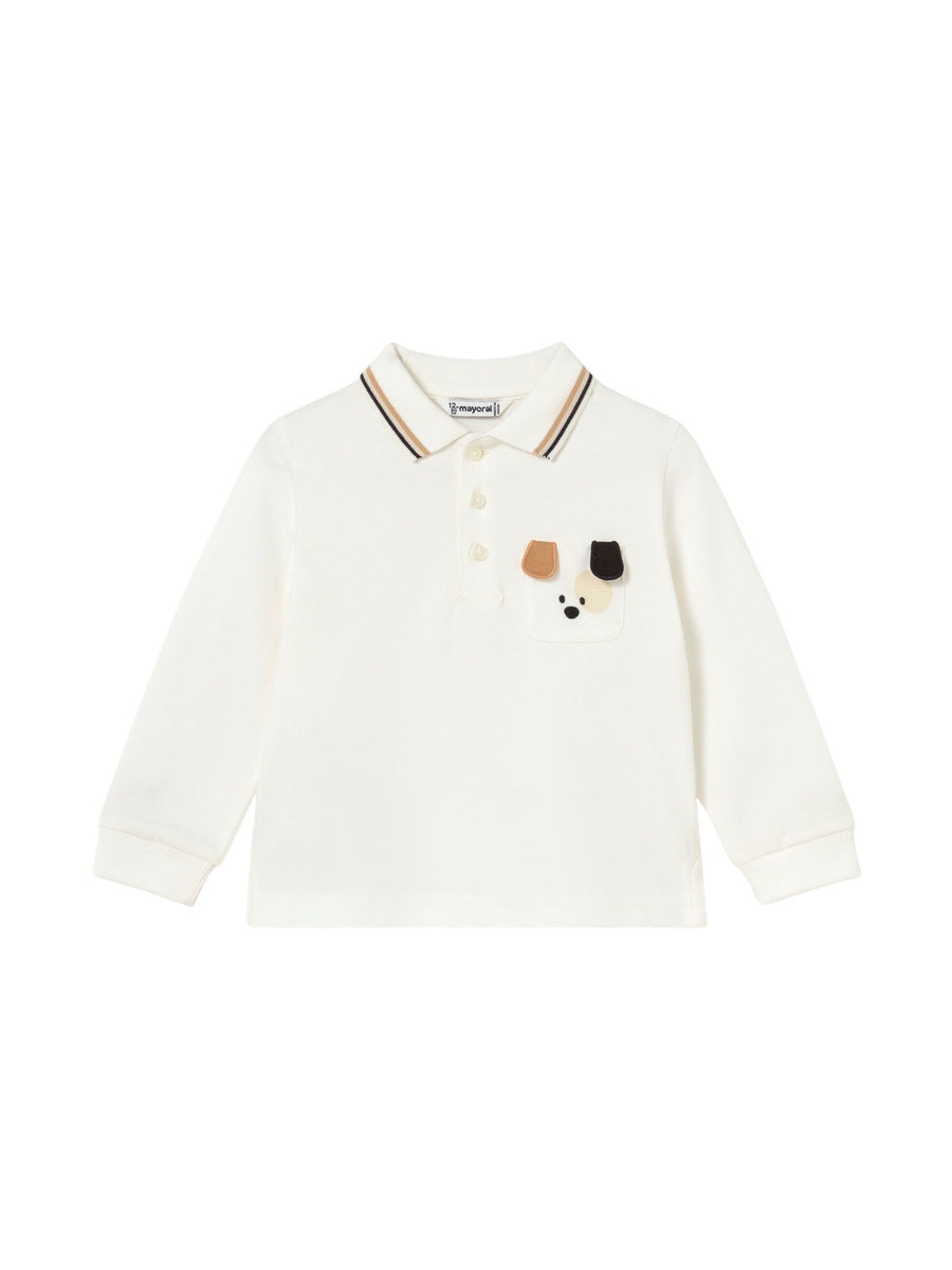 Polo m/comp. liso detalhes Nata (Creme / Pérola)  para Bebé Menino - Mayoral