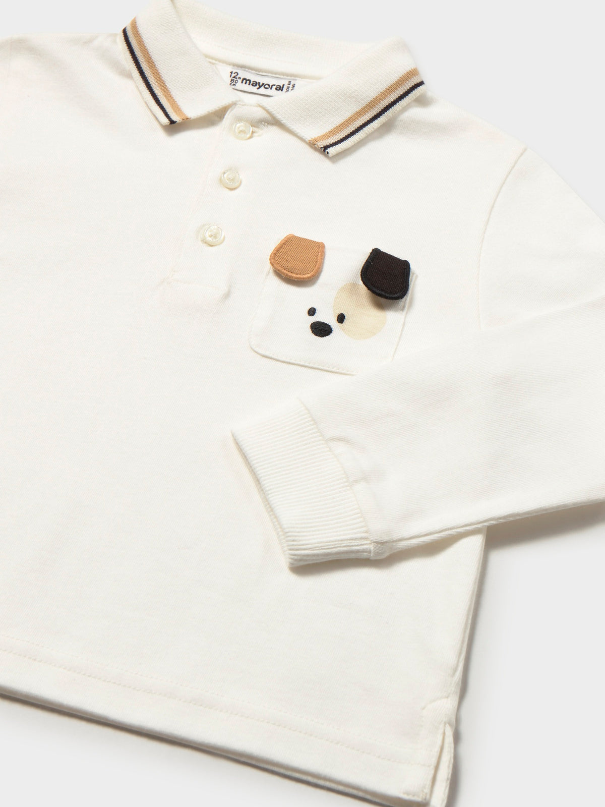 Polo m/comp. liso detalhes Nata (Creme / Pérola)  para Bebé Menino - Mayoral