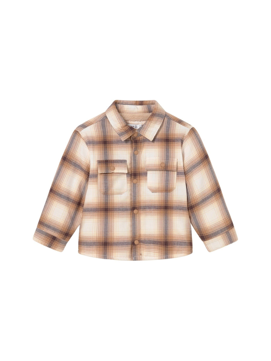 Sobrecamisa xadrez forrada Bolacha (Castanho Claro)  para Bebé Menino - Mayoral