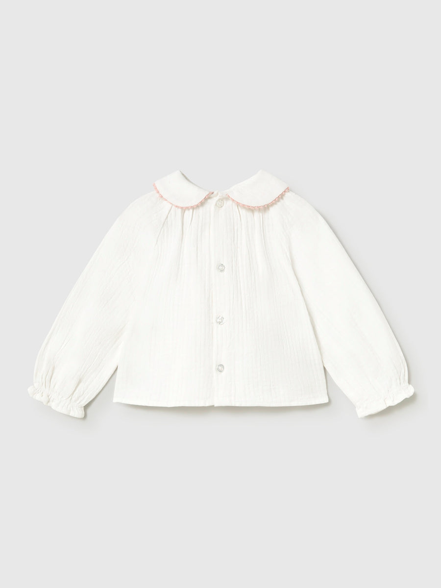 Blusa textura Crú-petisu (Creme / Pérola)  para Bebé Menina - Mayoral
