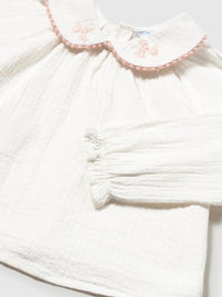 Blusa textura Crú-petisu (Creme / Pérola)  para Bebé Menina - Mayoral