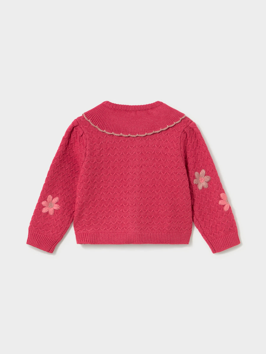 Casaco tricô flores bordadas Petala mez (Rosa Velho)  para Bebé Menina - Mayoral