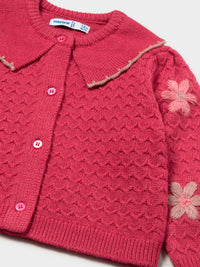 Casaco tricô flores bordadas Petala mez (Rosa Velho)  para Bebé Menina - Mayoral