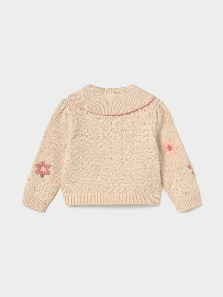 Casaco tricô flores bordadas Milk vig (Bege)  para Bebé Menina - Mayoral